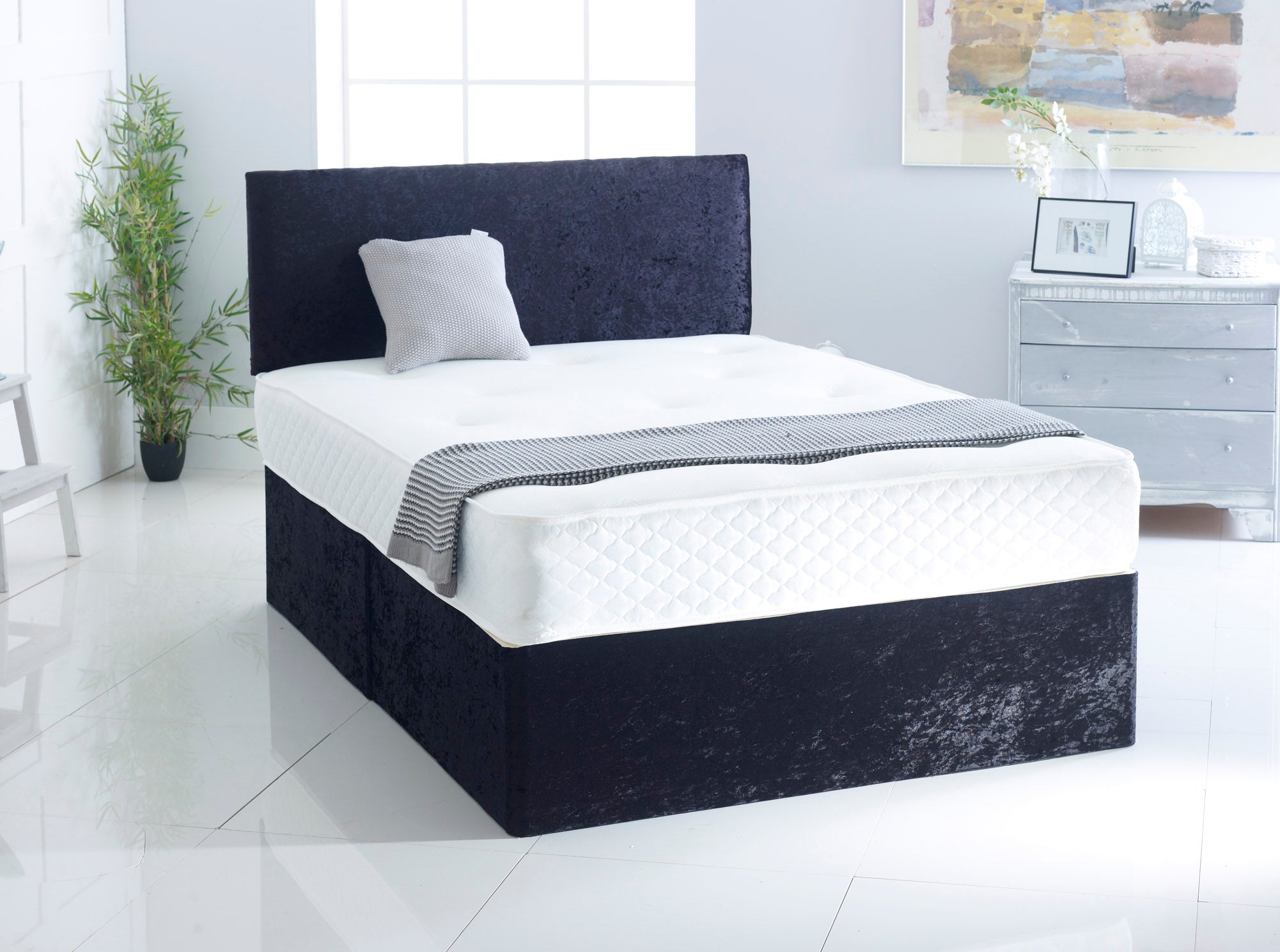 Divan bed set with Memory Mattress and Headboard