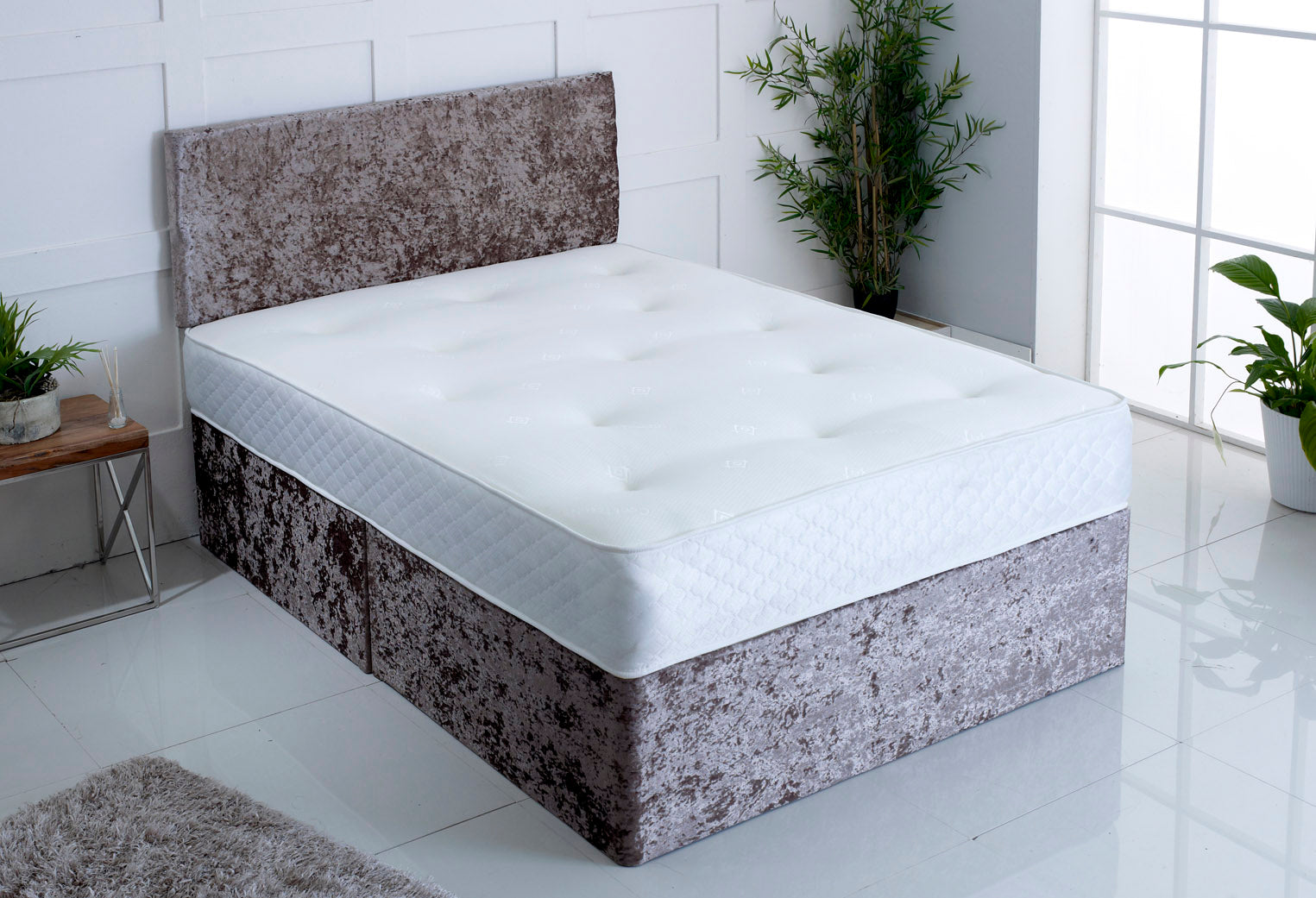 Divan bed set with Memory Mattress and Headboard